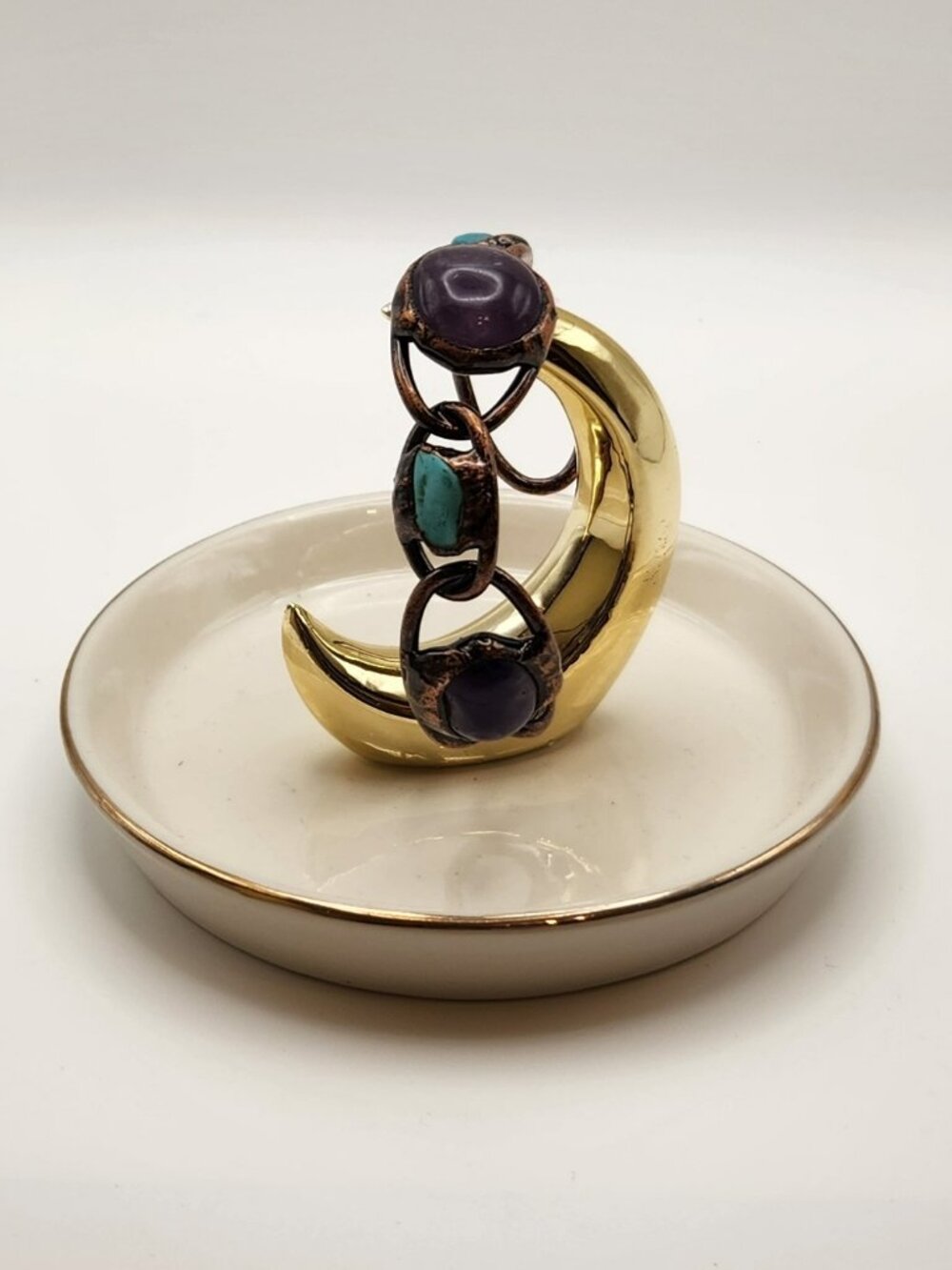 3 for $18 Bracelet with purple and turquoise stones copper tone hardware NIP